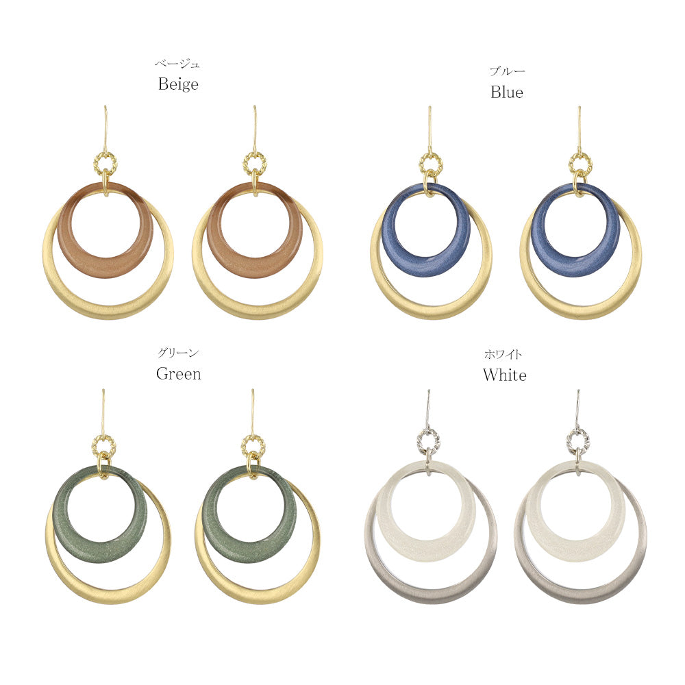 ピアス ニッケルフリー メタル カラー 2連 サークル フックピアス