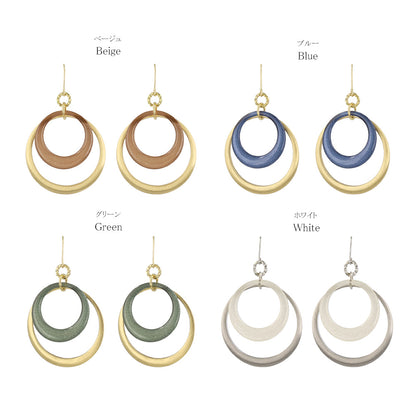 ピアス ニッケルフリー メタル カラー 2連 サークル フックピアス