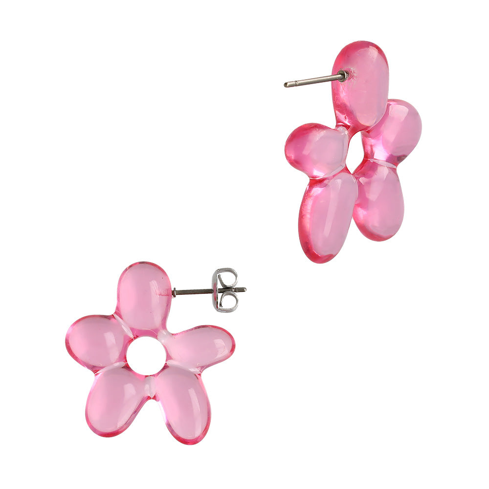 ピアス サイド フラワー クリア カラー チタンポスト スタッドピアス