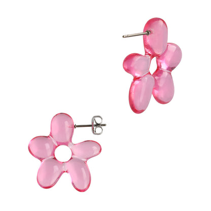 ピアス サイド フラワー クリア カラー チタンポスト スタッドピアス