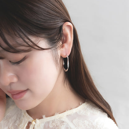 ピアス ニッケルフリー メタル ツイスト フープピアス