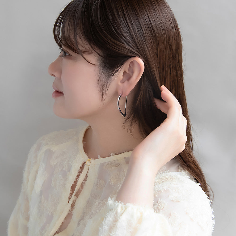ピアス ニッケルフリー メタル カーブ フープピアス