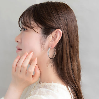 ピアス ニッケルフリー メタル ライン クロス フープピアス