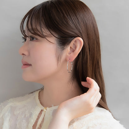 ピアス ニッケルフリー メタル ウエーブ フープピアス