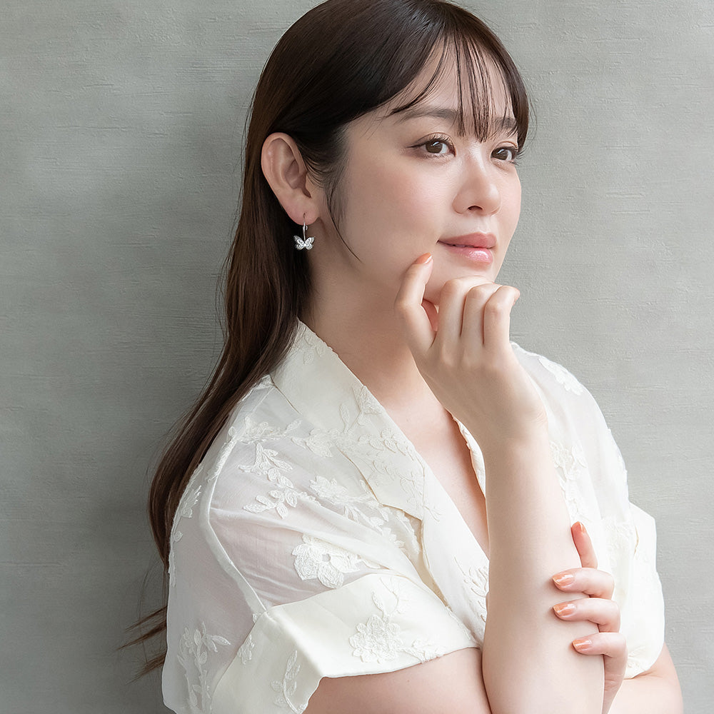 ピアス ニッケルフリー メタル プレート アニマル 蝶 フープピアス