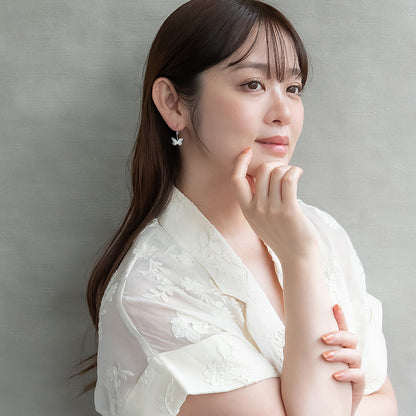ピアス ニッケルフリー メタル プレート アニマル 蝶 フープピアス