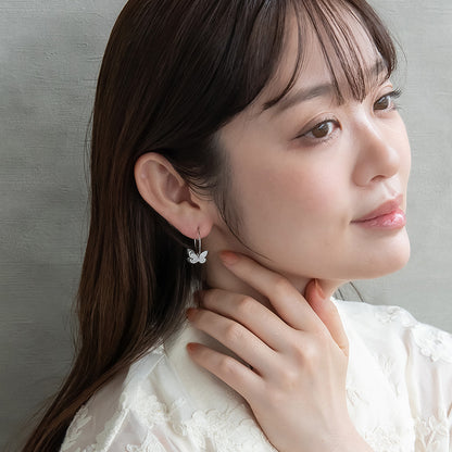 ピアス ニッケルフリー メタル プレート アニマル 蝶 フープピアス