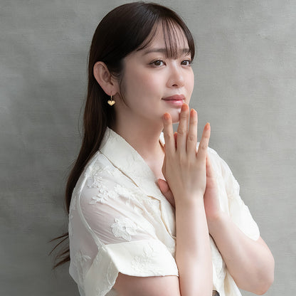 ピアス ニッケルフリー メタル プレート ハート フープピアス