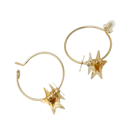 ピアス ニッケルフリー メタル プレート 星 フープピアス