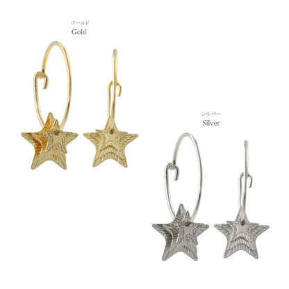 ピアス ニッケルフリー メタル プレート 星 フープピアス