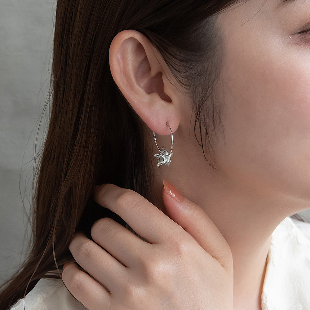 ピアス ニッケルフリー メタル プレート 星 フープピアス