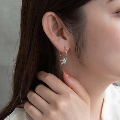 ピアス ニッケルフリー メタル プレート 星 フープピアス