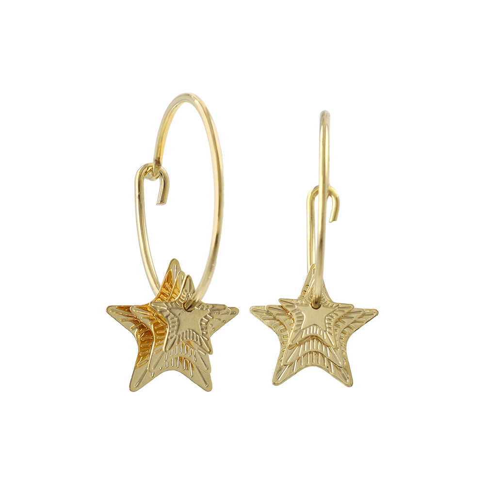 ピアス ニッケルフリー メタル プレート 星 フープピアス