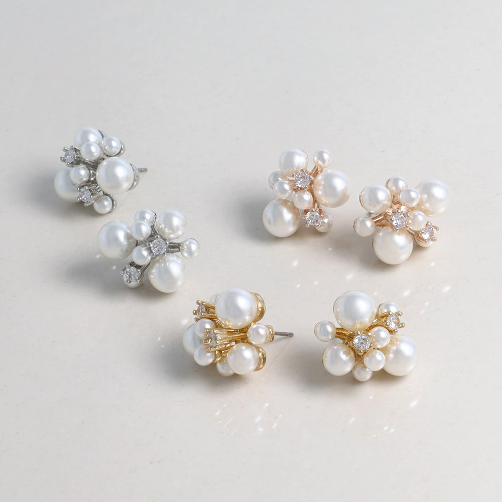Classy ピアス ニッケルフリー キュービックジルコニア パール チタンポスト スタッドピアス