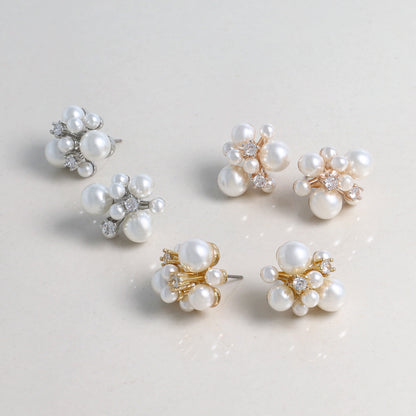 Classy ピアス ニッケルフリー キュービックジルコニア パール チタンポスト スタッドピアス