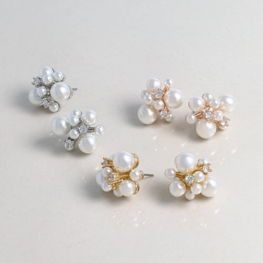 Classy ピアス ニッケルフリー キュービックジルコニア パール チタンポスト スタッドピアス