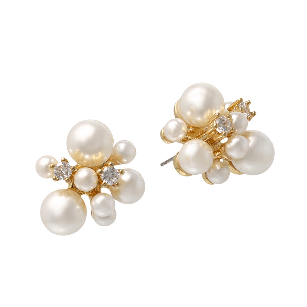 Classy ピアス ニッケルフリー キュービックジルコニア パール チタンポスト スタッドピアス