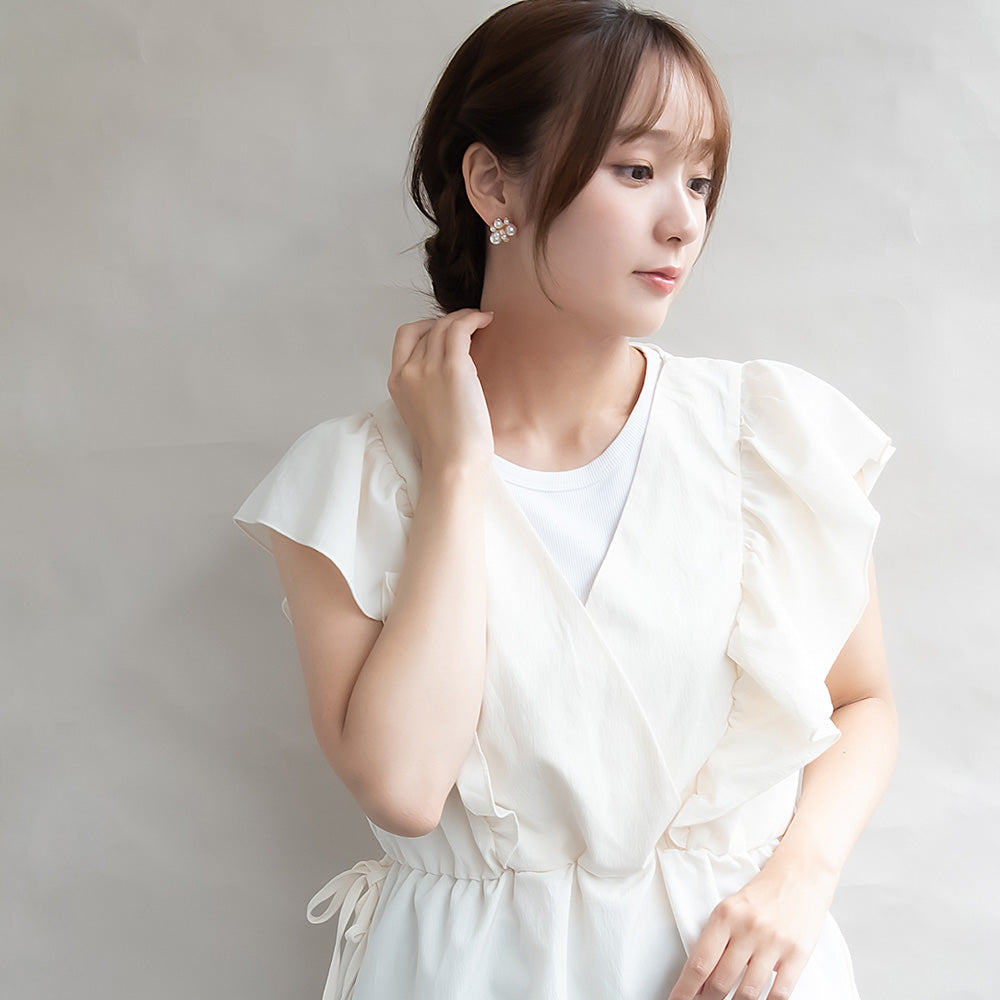 Classy ピアス ニッケルフリー キュービックジルコニア パール チタンポスト スタッドピアス