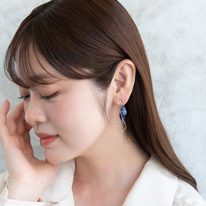 ピアス ニッケルフリー ストーン メタル ツイスト マーブル カーブ スタッドピアス