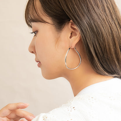 ピアス ニッケルフリー メタル カーブ ライン サイド ドロップ ビッグ フープピアス