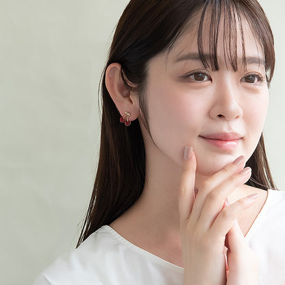 ピアス ニッケルフリー メタル さくらんぼ ハート チタンポスト スタッドピアス