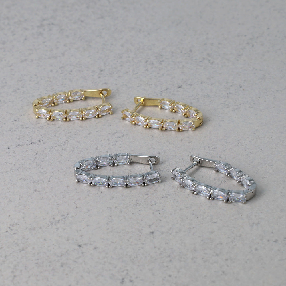 ピアス ニッケルフリー メタル キュービックジルコニア キャッチレス フープピアス