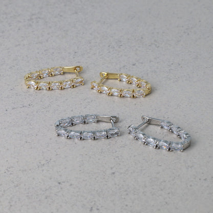 ピアス ニッケルフリー メタル キュービックジルコニア キャッチレス フープピアス