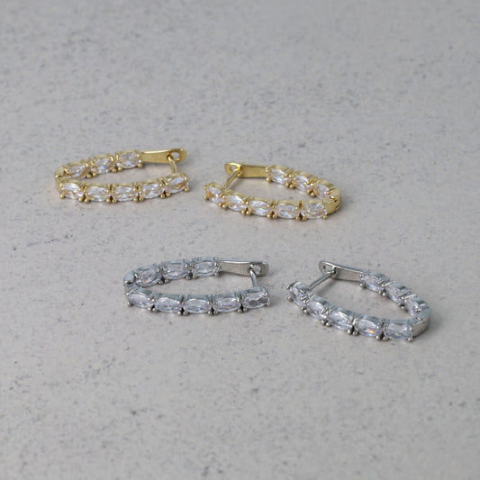 ピアス ニッケルフリー メタル キュービックジルコニア キャッチレス フープピアス