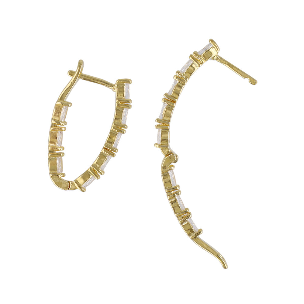 ピアス ニッケルフリー メタル キュービックジルコニア キャッチレス フープピアス