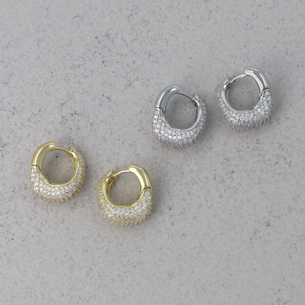 ピアス ニッケルフリー メタル メニー キュービックジルコニア ツイスト キャッチレス フープピアス