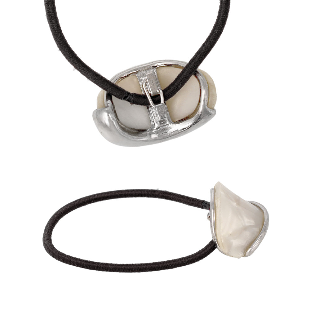 ヘアゴム mini tsukekae pony メタル マーブル ヘアゴム2本付き（ブラウン/ブラック）