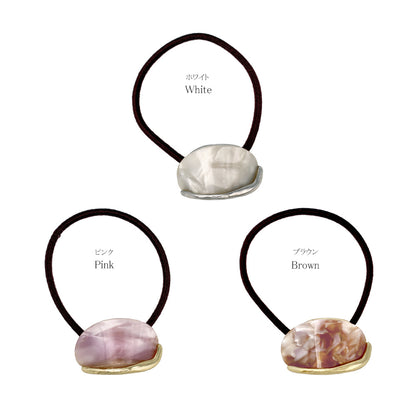 ヘアゴム mini tsukekae pony メタル マーブル ヘアゴム2本付き（ブラウン/ブラック）