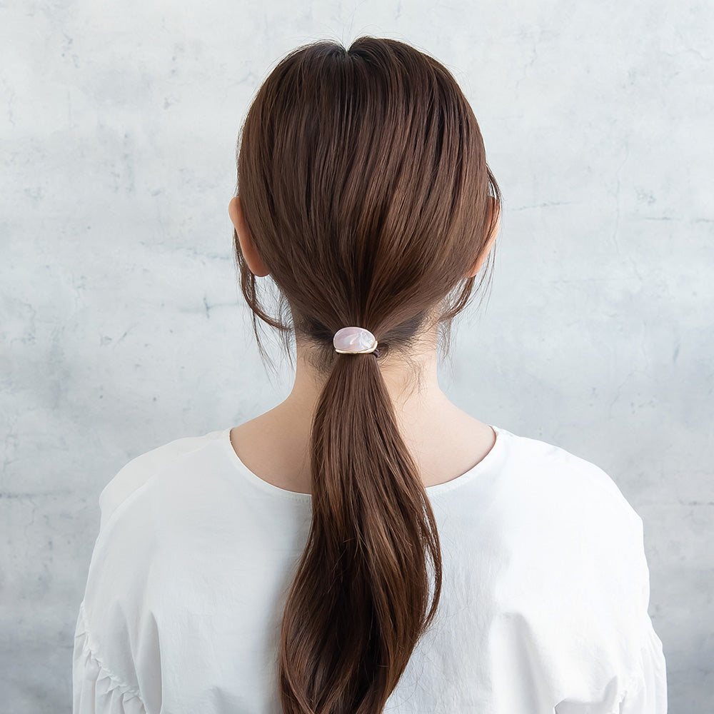 ヘアゴム mini tsukekae pony メタル マーブル ヘアゴム2本付き（ブラウン/ブラック）