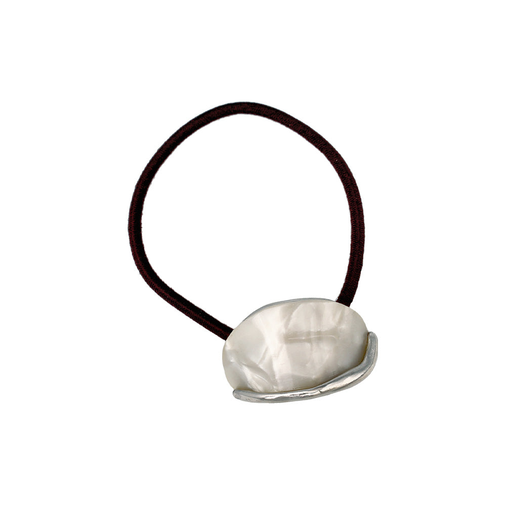 ヘアゴム mini tsukekae pony メタル マーブル ヘアゴム2本付き（ブラウン/ブラック）