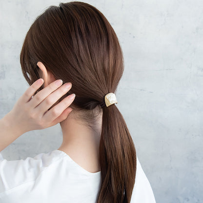 ヘアゴム mini tsukekae pony メタル マーブル カラー カーブライン ヘアゴム2本付き(ブラウン/ブラック)
