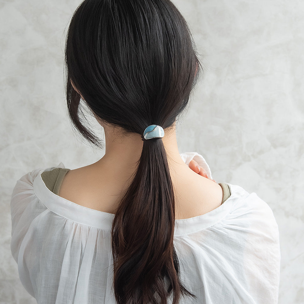 ヘアゴム mini tsukekae pony メタル マーブル カラー ヘアゴム2本付き（ブラウン/ブラック）