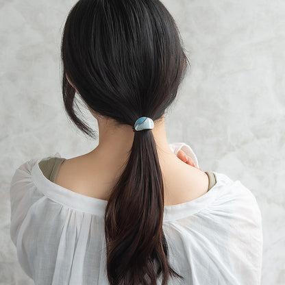 ヘアゴム mini tsukekae pony メタル マーブル カラー ヘアゴム2本付き（ブラウン/ブラック）