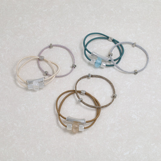 ヘアゴム メタル パイプ ストーン 2本セット セットゴム