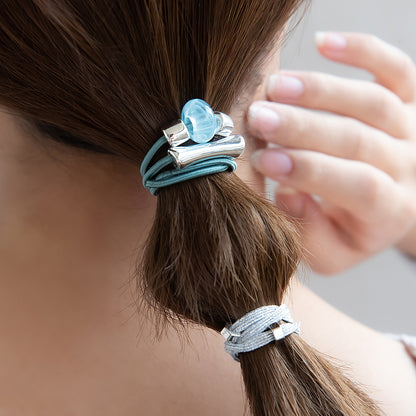 ヘアゴム メタル パイプ ストーン 2本セット セットゴム