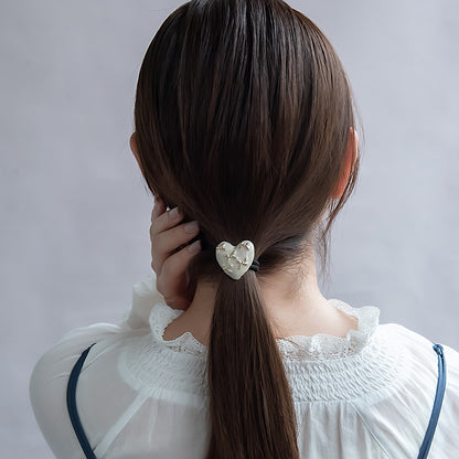 ヘアゴム メタル ハート リボン カラー