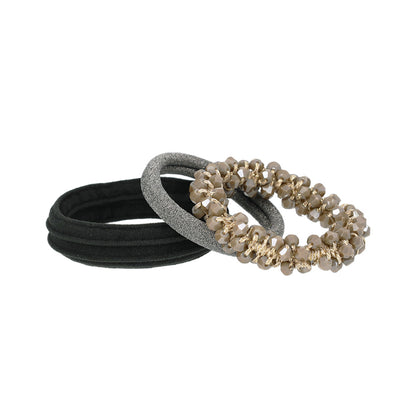 ヘアゴム ジャージ ラメ ビーズ 3個セット セットゴム リングゴム