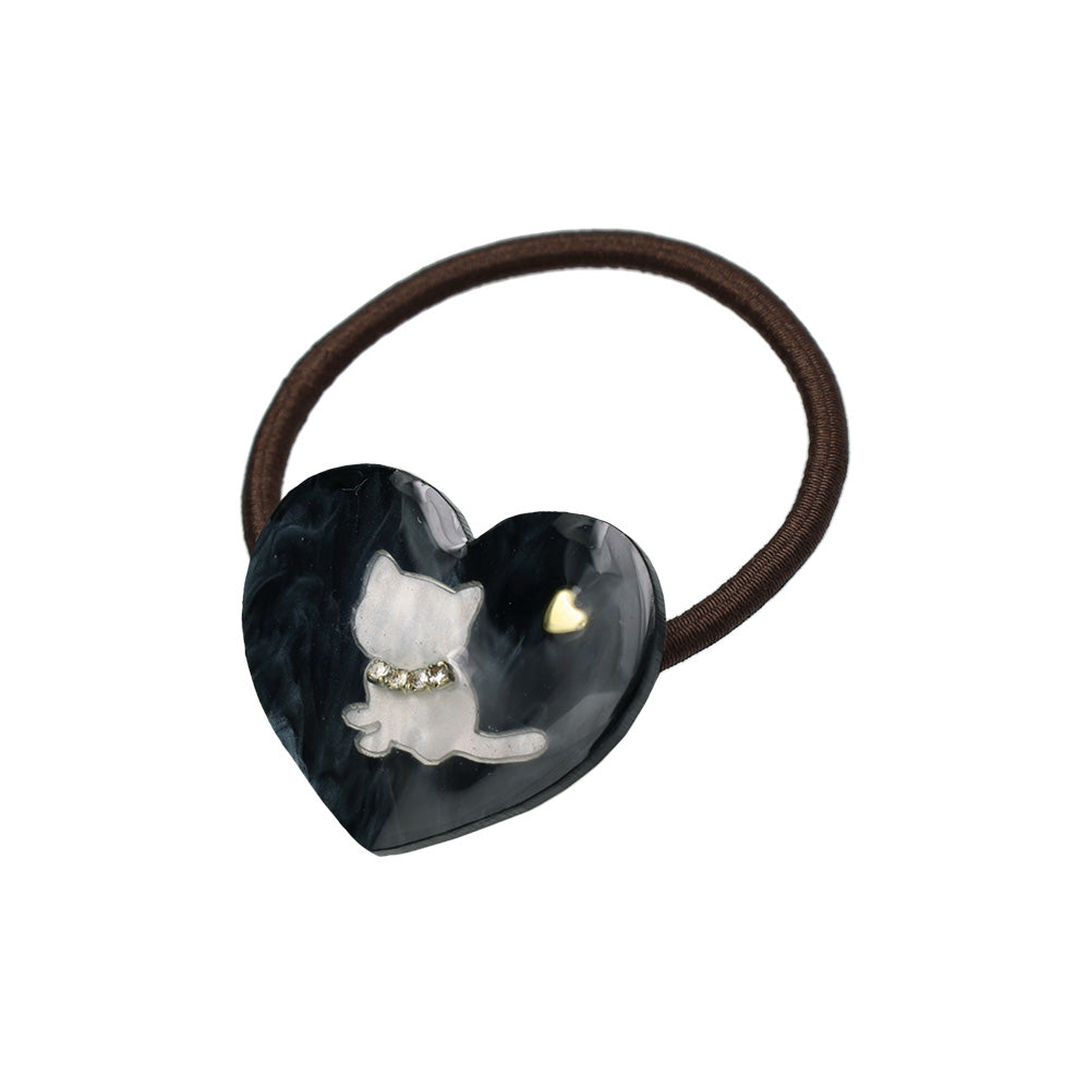 ヘアゴム 猫 ハート ストーン マーブル カラー