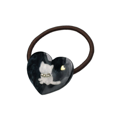 ヘアゴム 猫 ハート ストーン マーブル カラー