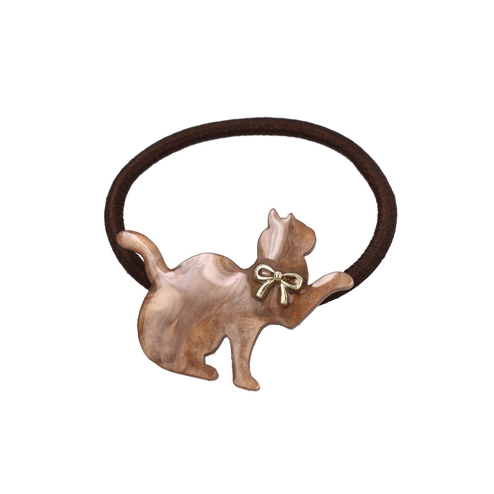ヘアゴム 猫 リボン マーブル カラー