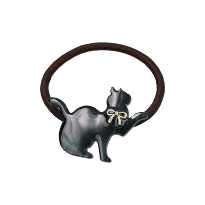 ヘアゴム 猫 リボン マーブル カラー