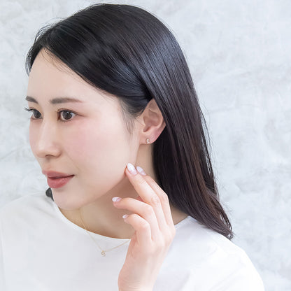 ピアス ニッケルフリー rose cut キュービックジルコニア メタル フレーム サークル ダブル パール 極小 チタンポスト スタッドピアス