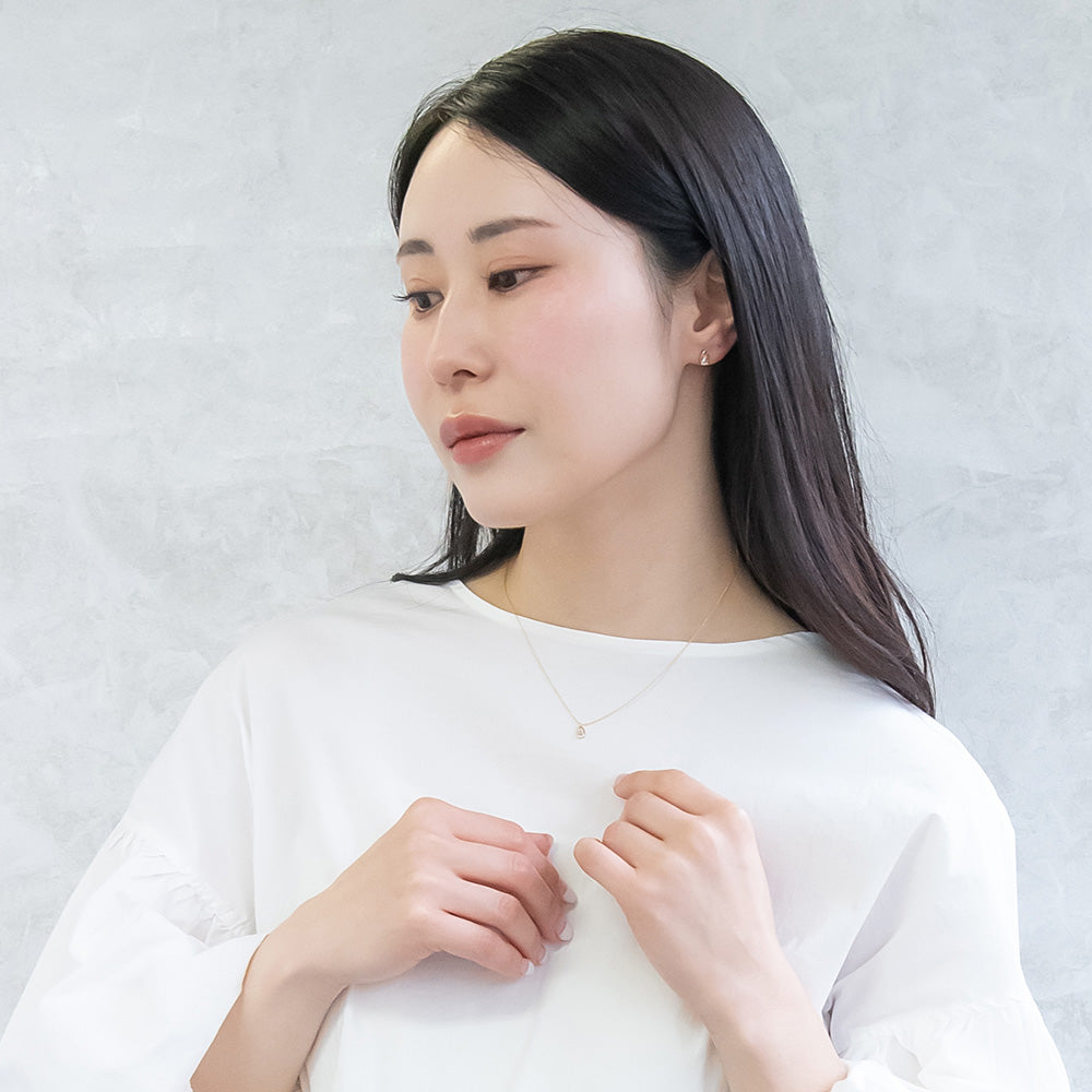 ピアス ニッケルフリー rose cut キュービックジルコニア メタル フレーム ティアドロップ パール 極小 チタンポスト スタッドピアス