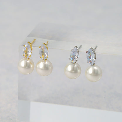 ピアス ニッケルフリー パール ストーン リーフ型 スタッドピアス