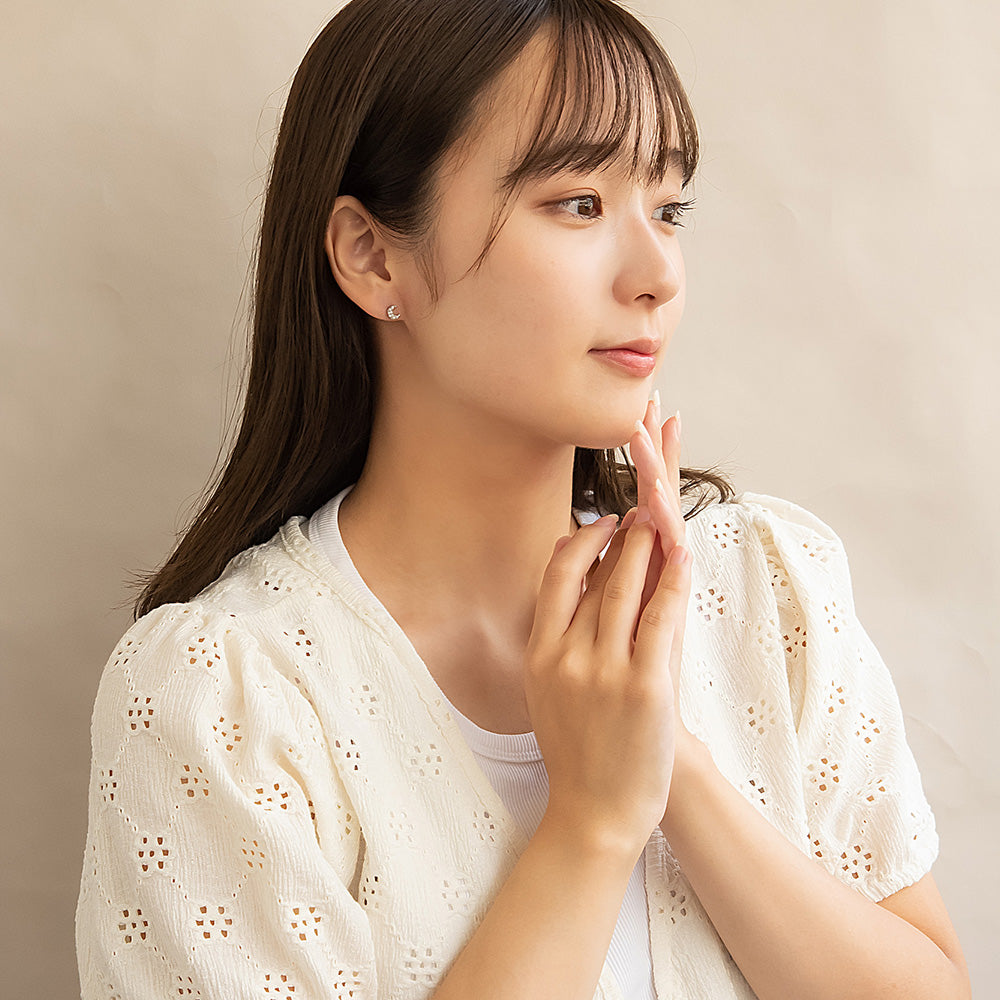ピアス メタル 三日月 メニー キュービックジルコニア サージカルステンレスポスト スタッドピアス