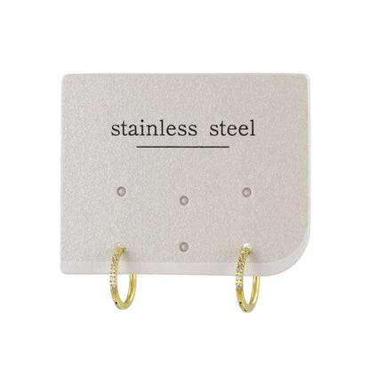 ピアス ステンレス メタル キュービックジルコニア 5粒 直径10mm 幅1.2mm キャッチレス ワンタッチ サージカルステンレスポスト フープピアス